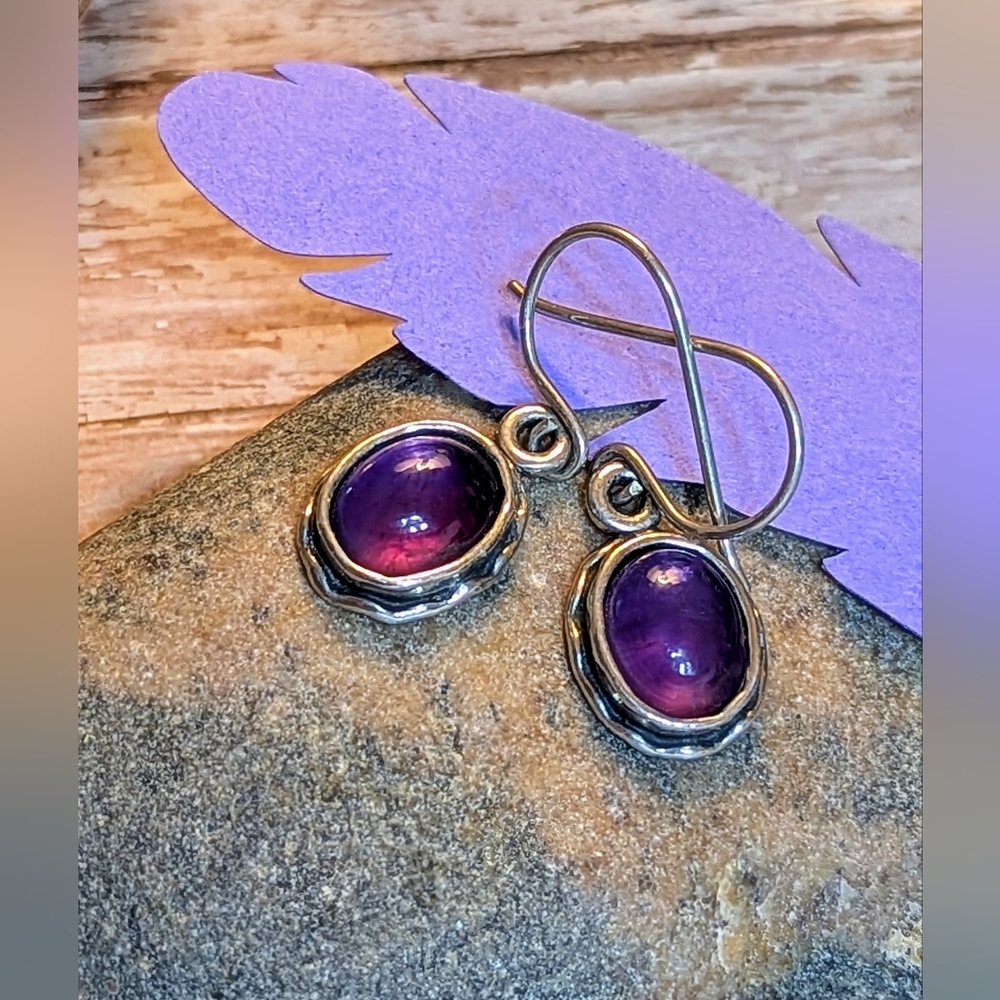 Silpada Sterling Silver Amethyst Gemstone Dangle Earrings W1277 - Picture 6 of 7